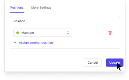 assign position to an employee on Camelo scheduling app