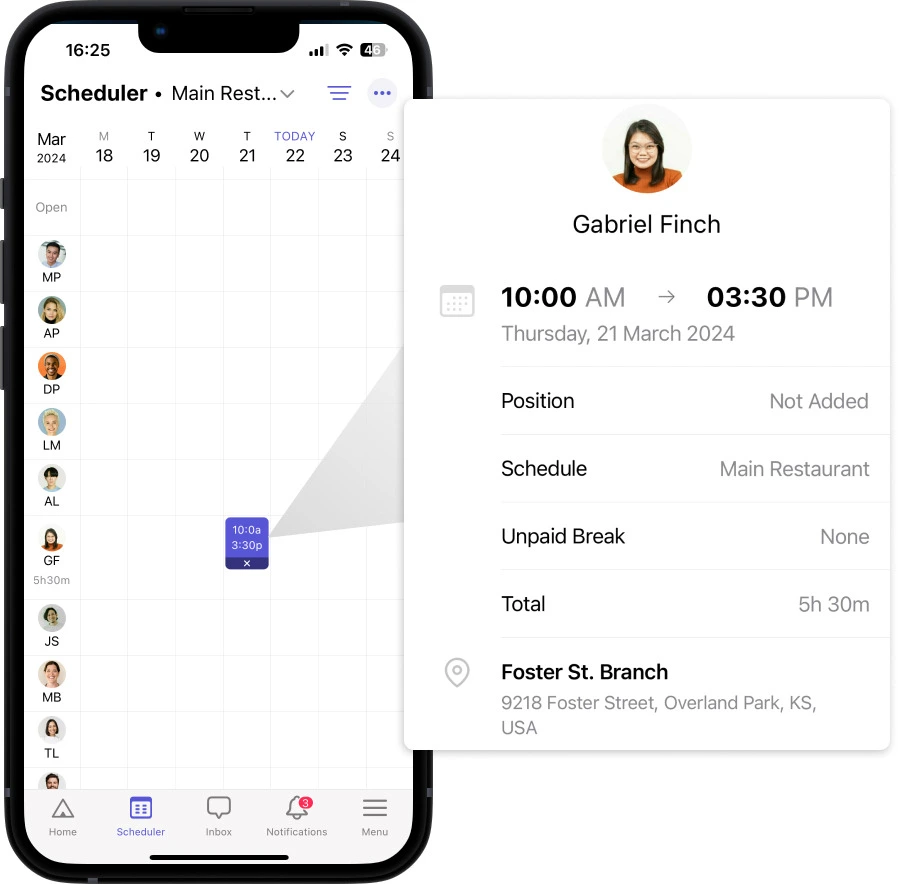 shift block on Camelo scheduling app