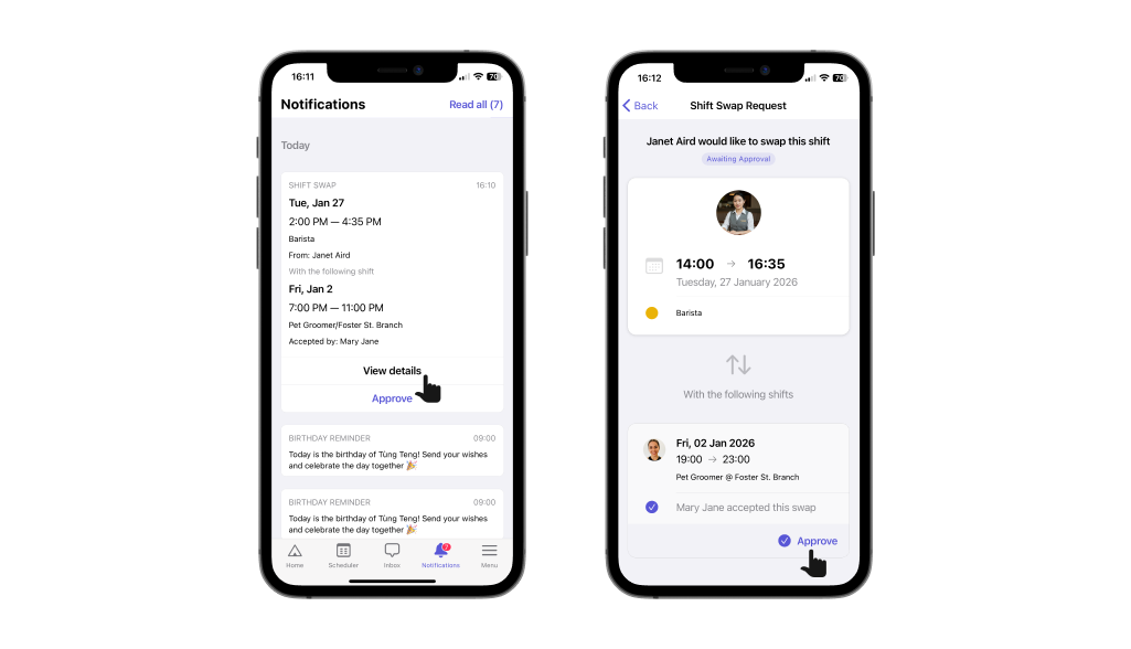 Process shift requests on Camelo mobile app