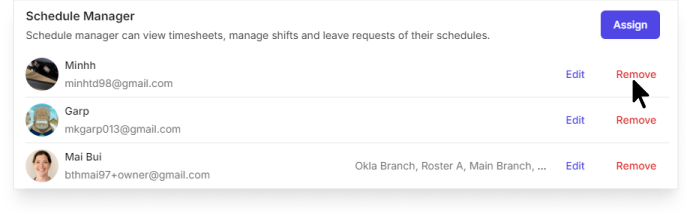 remove roles of members on Camelo scheduling app