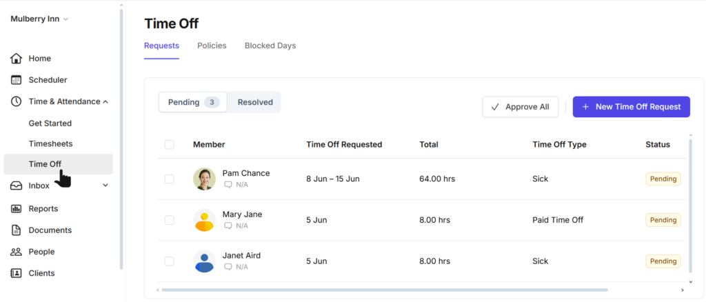 Approve and decline time off requests – Camelo Help Center
