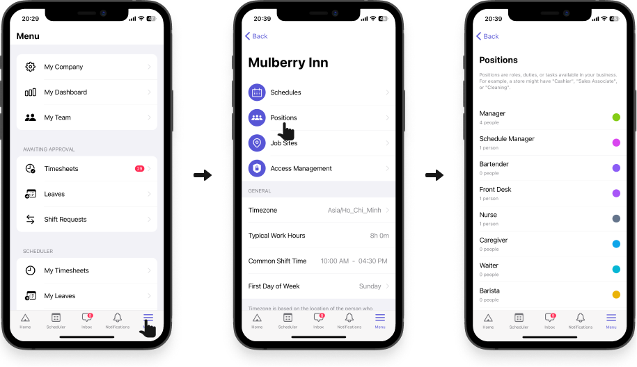 view positions on Camelo scheduling app