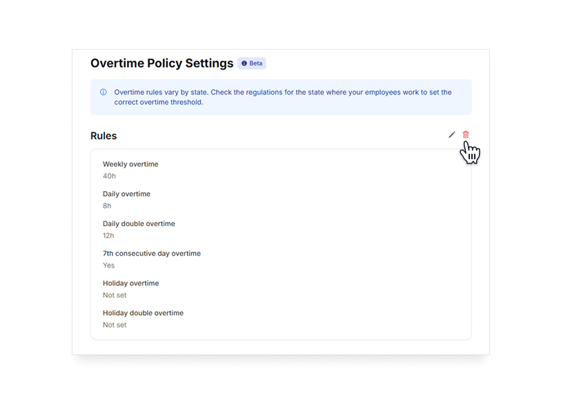 delete overtime policy on Camelo