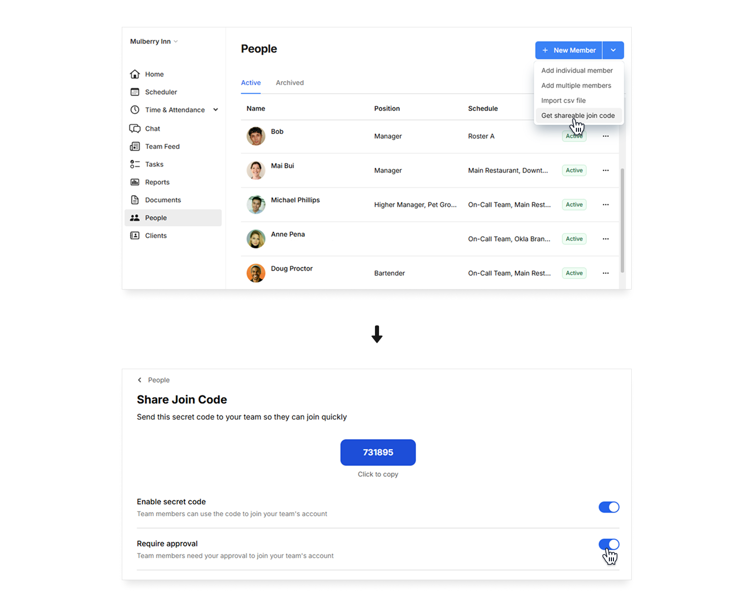 Turn on join approval on Camelo web app
