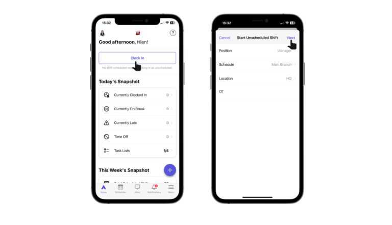Start an unscheduled shift – Camelo Help Center