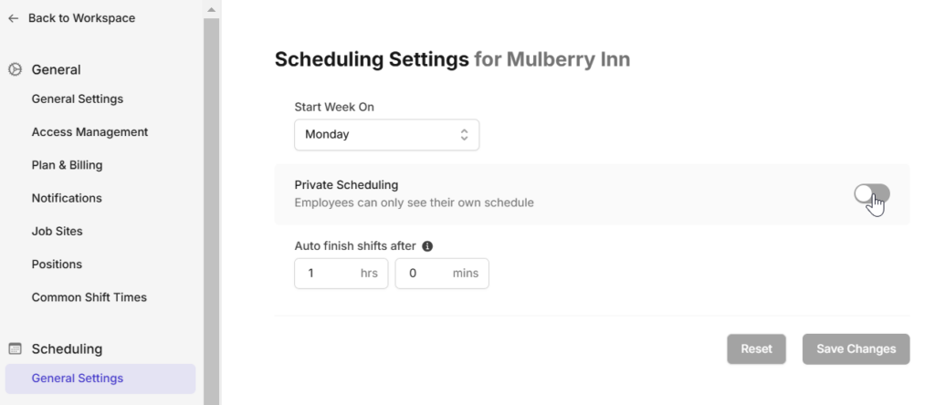 private scheduling on Camelo scheduling app