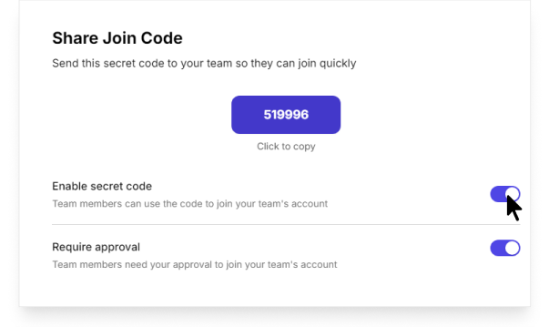 share join code on computer on Camelo scheduling app