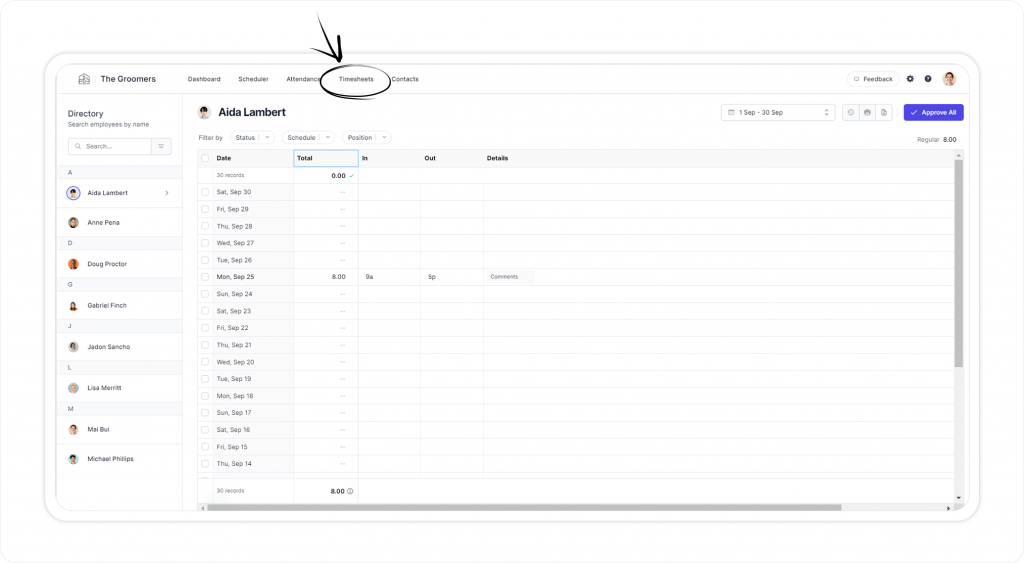 camelo timesheets