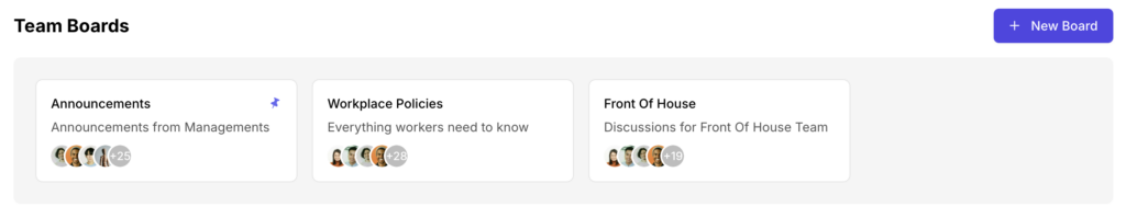 team boards on Camelo team communication app