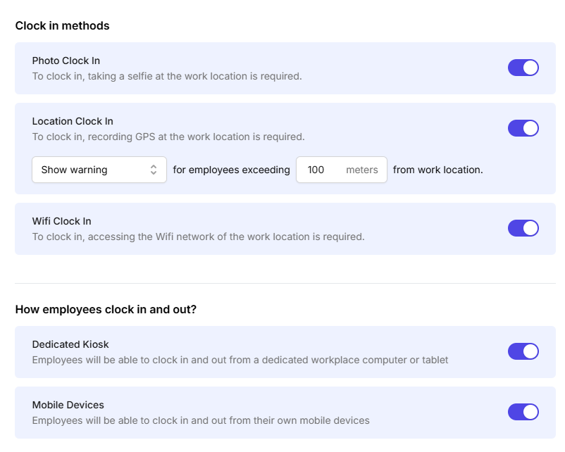 turn on or off clock in methods on Camelo