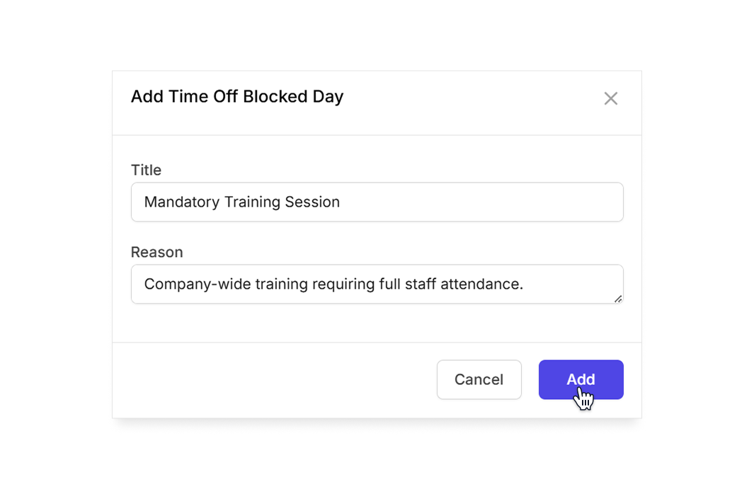 Add blocked day