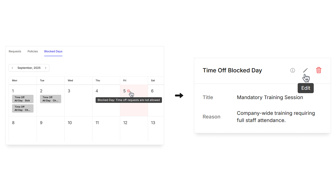 Edit blocked day