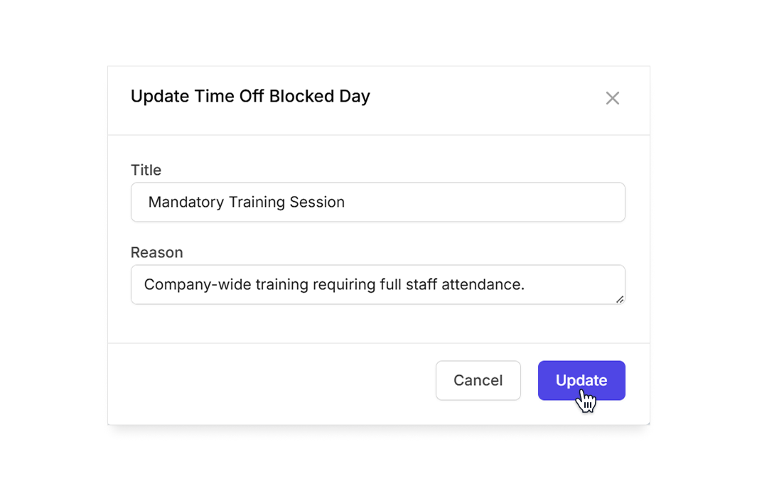 Edit blocked day