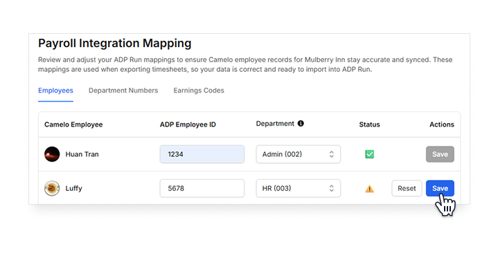 ADP RUN mapping on Camelo