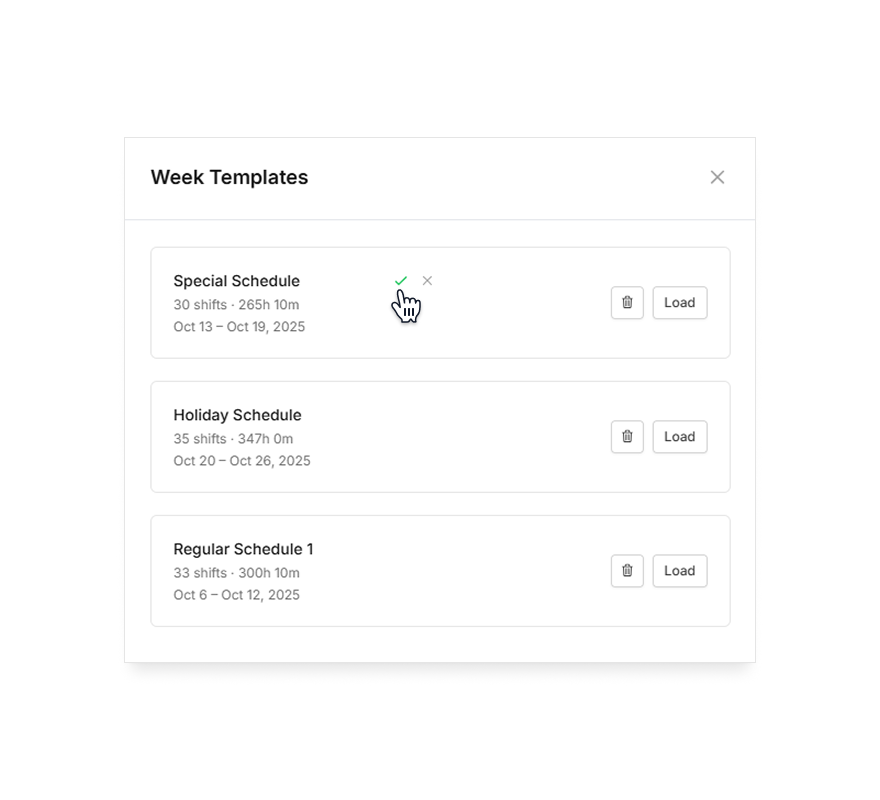 Camelo schedule templates