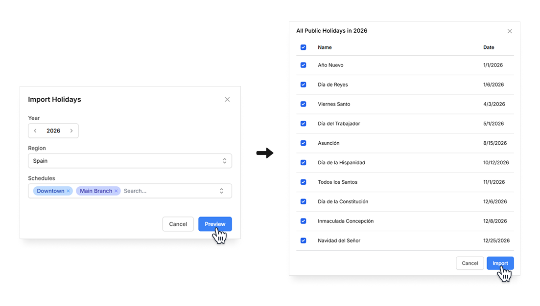 Manage public holidays on Camelo