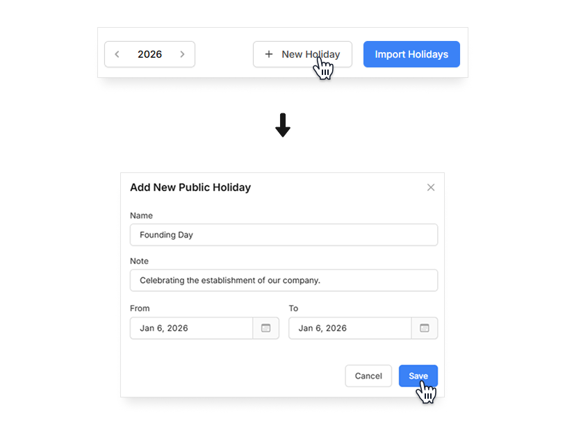 Manage public holidays on Camelo