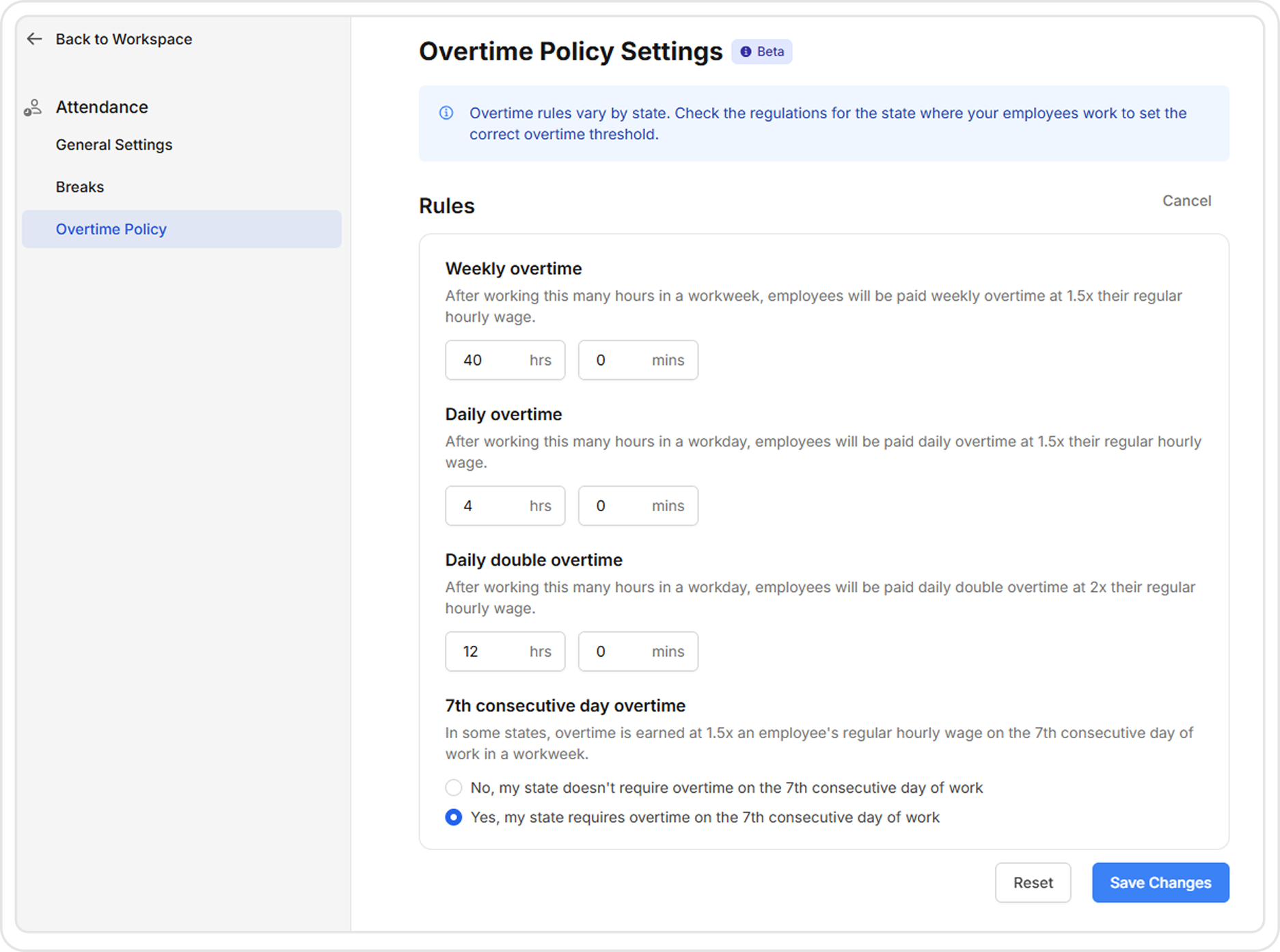 Overtime policy on Camelo